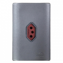 Conjunto Tomada 20A Vermelho Vertical 4x2 - Novara Preto Grafite Total